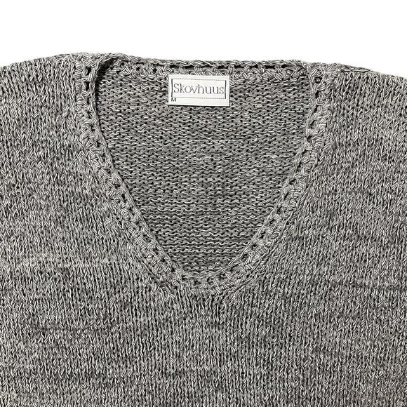 Skovhuus Long Sleeve Pullover Sweater Openwork Open Knit Details Gray Medium - Picture 2 of 9